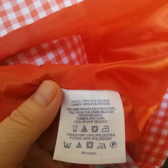 🌻 Lands' End Orange Plaid Rain Coat - Picture 8 of 10